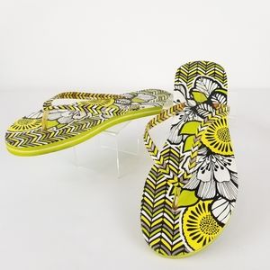 Vera Bradley Lime Green/Yellow Flip Flops